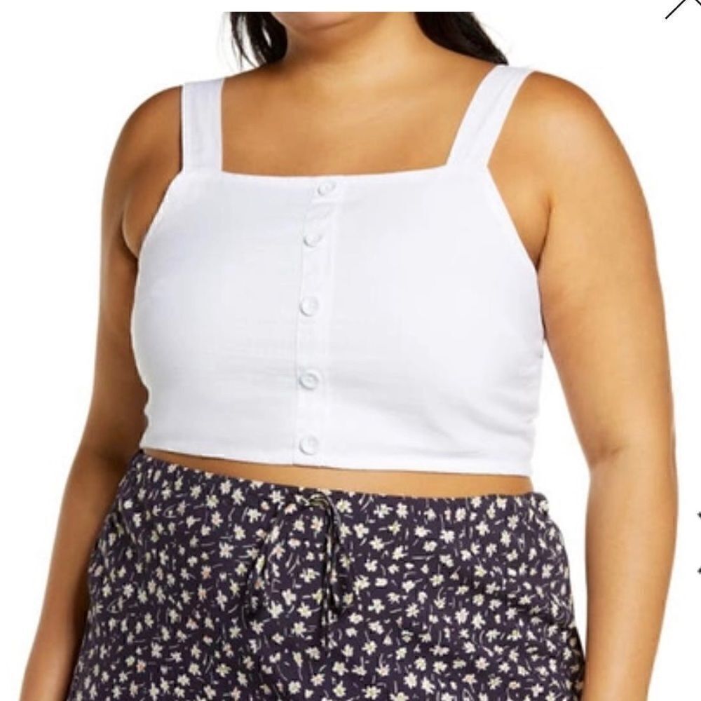 BP Linen blend straight neck white Cami in an XL